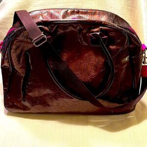 Bath and Body Works Embossed Bronzy Brown with Hot Pink Accent Weekender